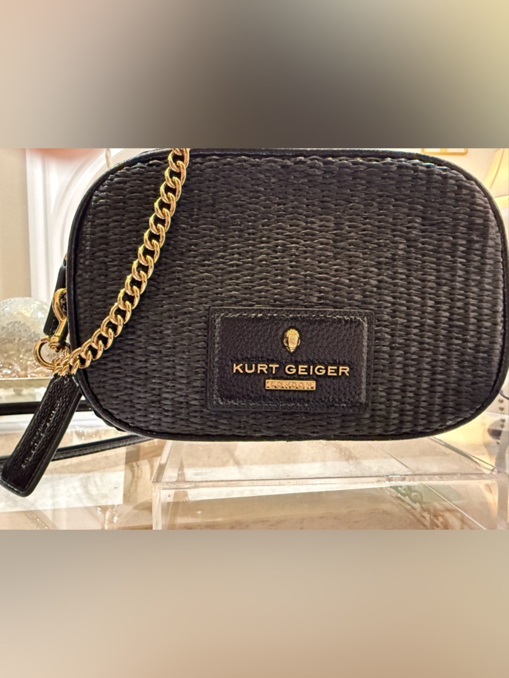 Kurt Geiger Black lLmited Addition Woven Crossbody with Gold Chain✨✨